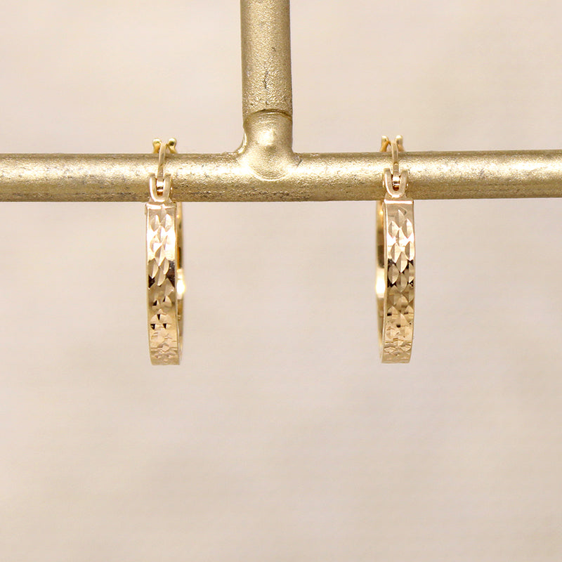 Small 10k Gold Diamond Cut Hoop Earrings