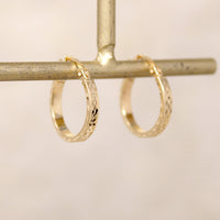 Small 10k Gold Diamond Cut Hoop Earrings