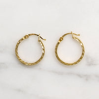 Small 10k Gold Diamond Cut Hoop Earrings