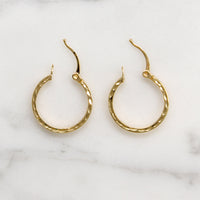Small 10k Gold Diamond Cut Hoop Earrings