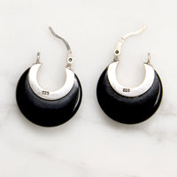 Chic Onyx & Sterling Hoops with Marcasite Accents