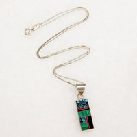 Brilliant Malachite & Turquoise Inlay Necklace Signed Kee