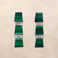 Marvelous Malachite Inlay in Sterling Silver Earrings