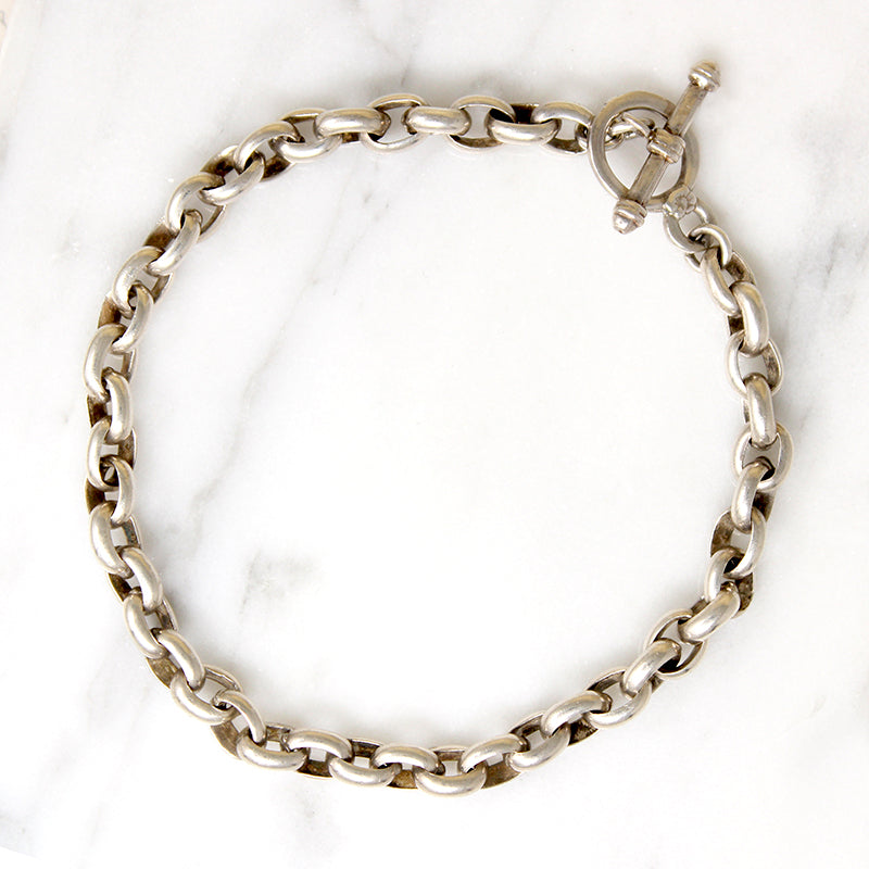Sterling Silver Cable Chain Bracelet with Toggle
