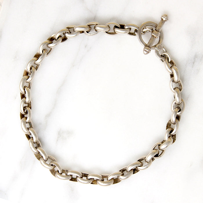 Sterling Silver Cable Chain Bracelet with Toggle