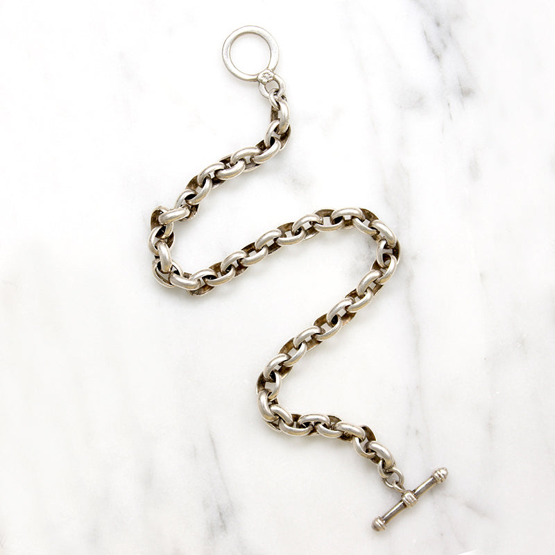 Sterling Silver Cable Chain Bracelet with Toggle