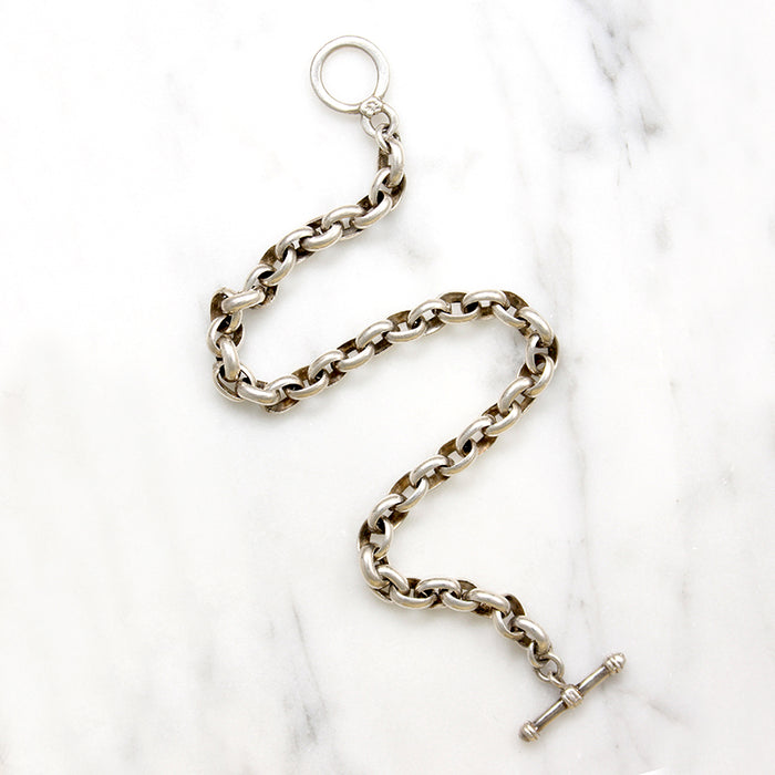 Sterling Silver Cable Chain Bracelet with Toggle