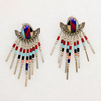 Outrageous Multi-Stone Inlay & Sterling Earrings by Q.T.