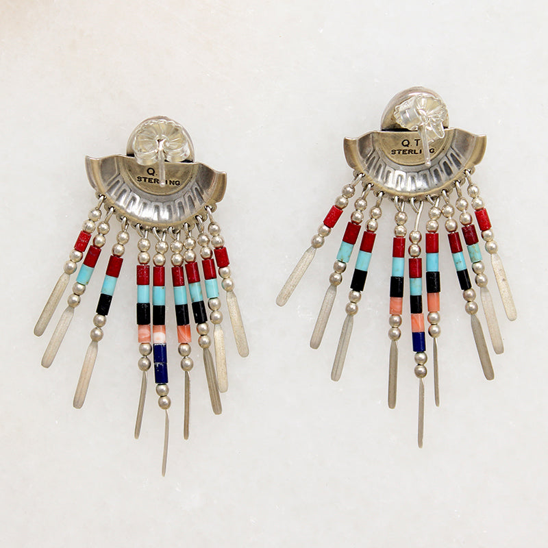 Outrageous Multi-Stone Inlay & Sterling Earrings by Q.T.