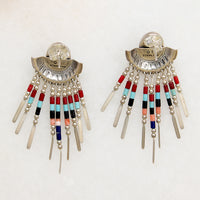 Outrageous Multi-Stone Inlay & Sterling Earrings by Q.T.