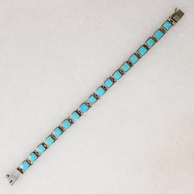 Sleek Turquoise & Sterling Silver Line Bracelet