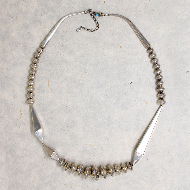 Superb Modernist Navajo Silver Round & Bicone Beads