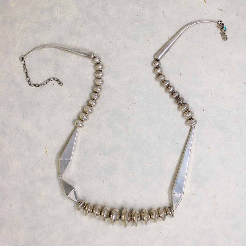 Superb Modernist Navajo Silver Round & Bicone Beads