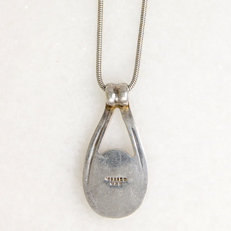 Elegant Onyx & Sterling Silver Pendent on Snake Chain