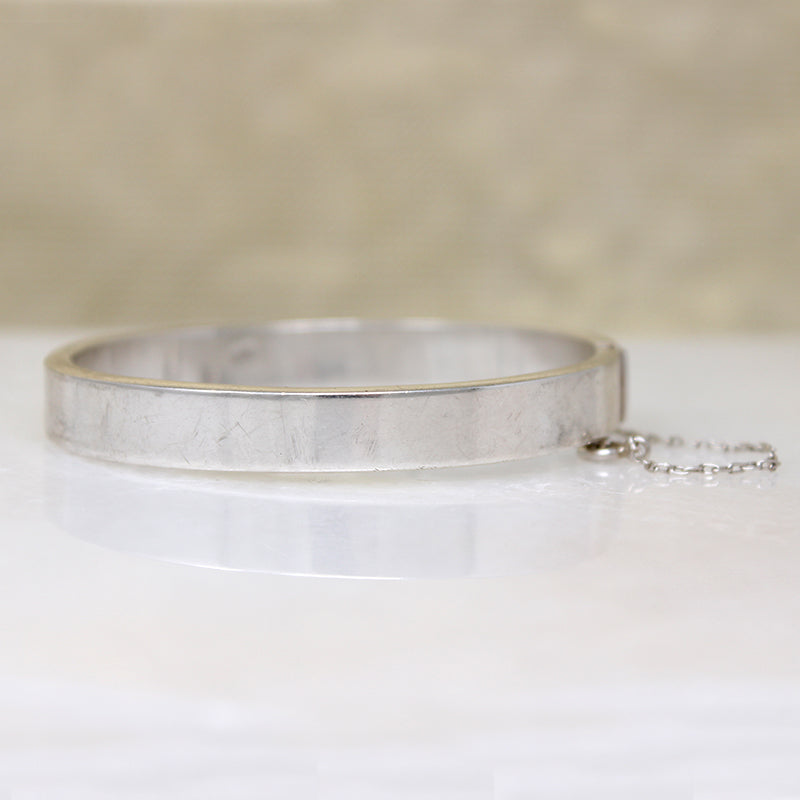 Onyx Inlay in Sterling Silver Hinged Bangle