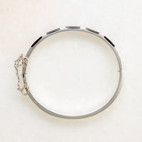 Onyx Inlay in Sterling Silver Hinged Bangle