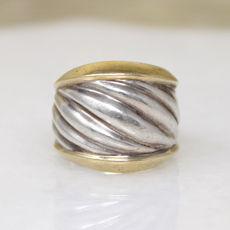 Sterling Silver & Gold Vintage Dome Ring