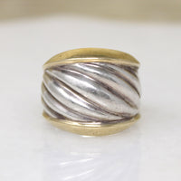 Sterling Silver & Gold Vintage Dome Ring