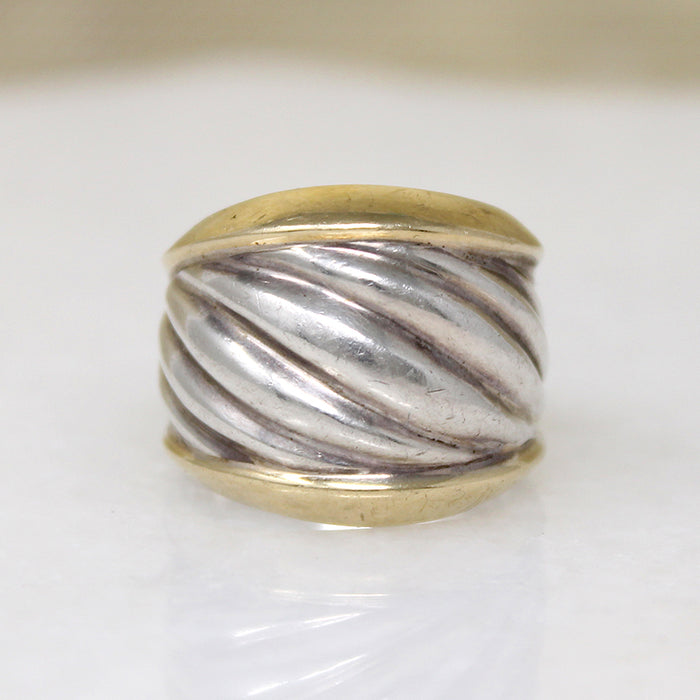 Sterling Silver & Gold Vintage Dome Ring