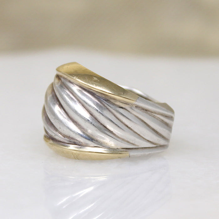 Sterling Silver & Gold Vintage Dome Ring