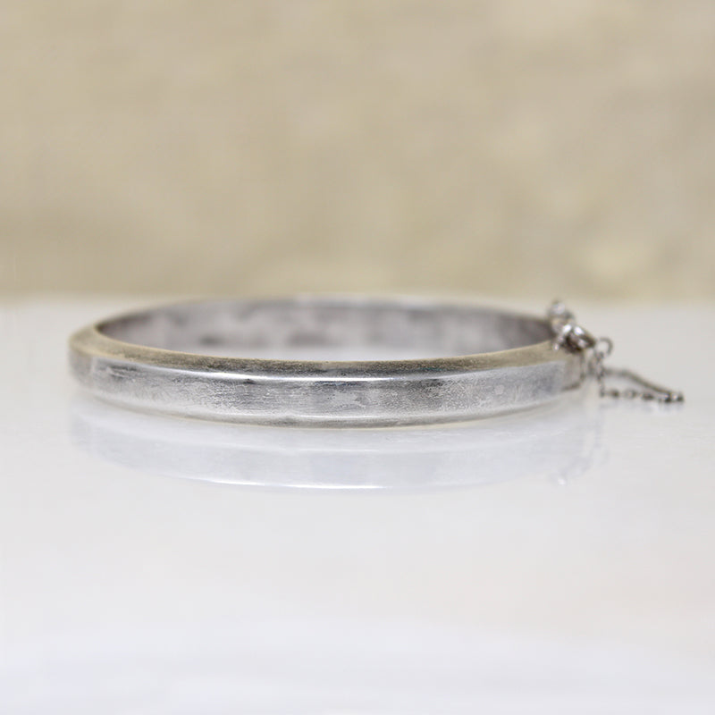 Simple Sterling Hinged Bangle with Beveled Edge