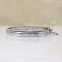 Simple Sterling Hinged Bangle with Beveled Edge