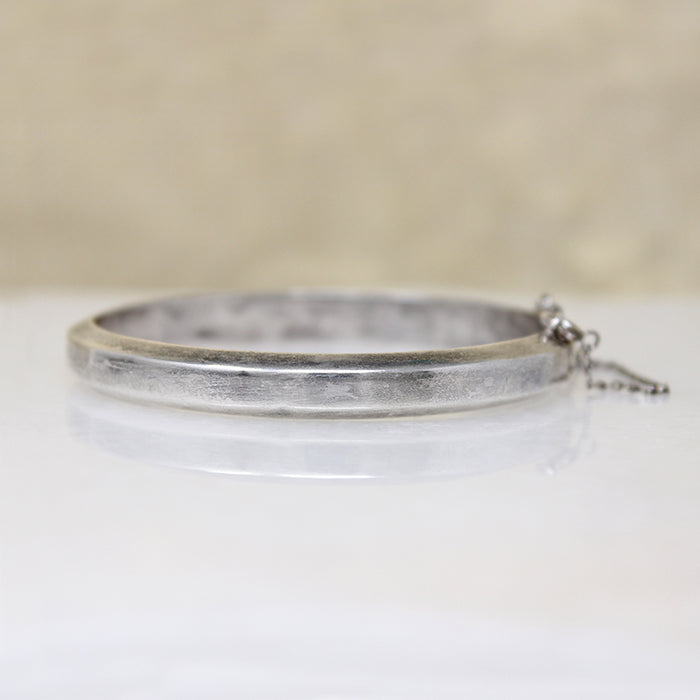 Simple Sterling Hinged Bangle with Beveled Edge