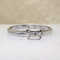 Simple Sterling Hinged Bangle with Beveled Edge