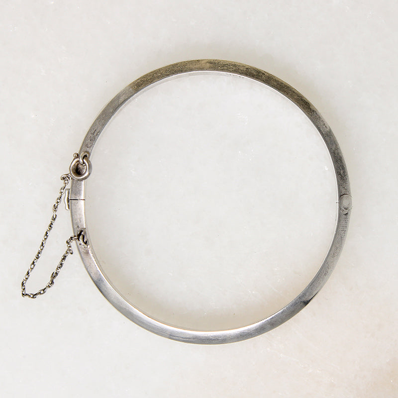 Simple Sterling Hinged Bangle with Beveled Edge