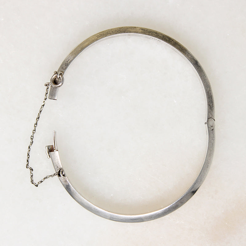 Simple Sterling Hinged Bangle with Beveled Edge