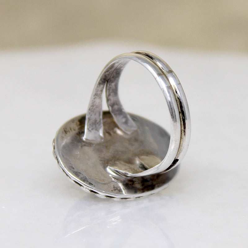 Onyx Cabochon in Handome Sterling Silver Ring