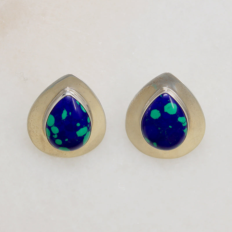 Malachite & Lapis in Sterling Silver Teardrop Earrings