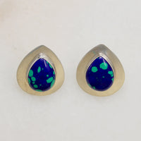 Malachite & Lapis in Sterling Silver Teardrop Earrings