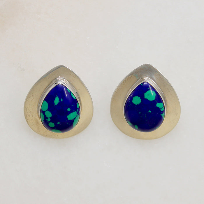 Malachite & Lapis in Sterling Silver Teardrop Earrings