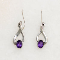 Faceted Amethysts on Sterling Silver Twist Earrings