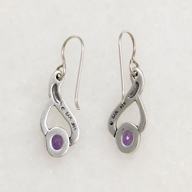 Faceted Amethysts on Sterling Silver Twist Earrings