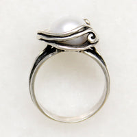 Cultured Pearl in Sterling Tendril Artisan Ring