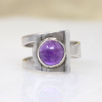Cool Modernist Amethyst & Sterling Silver Ring