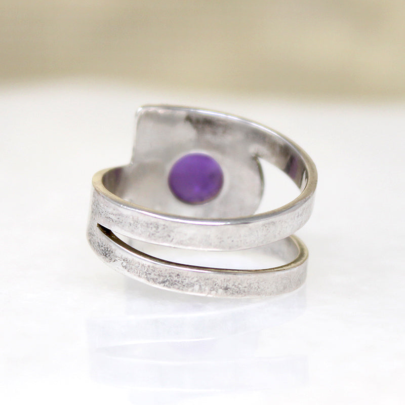 Cool Modernist Amethyst & Sterling Silver Ring