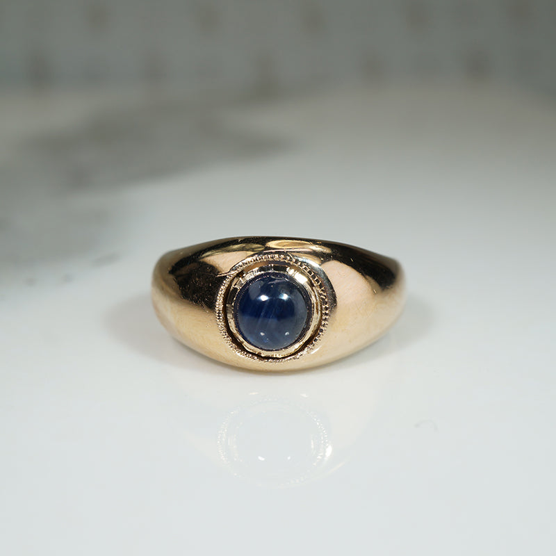 Rich 18k Gold Domed Band with Cabochon Sapphire