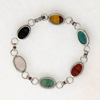 Multi-Stone Scarabs in Sterling Silver Bracelet