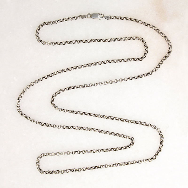 Long Italian Sterling Silver Rolo Link Chain