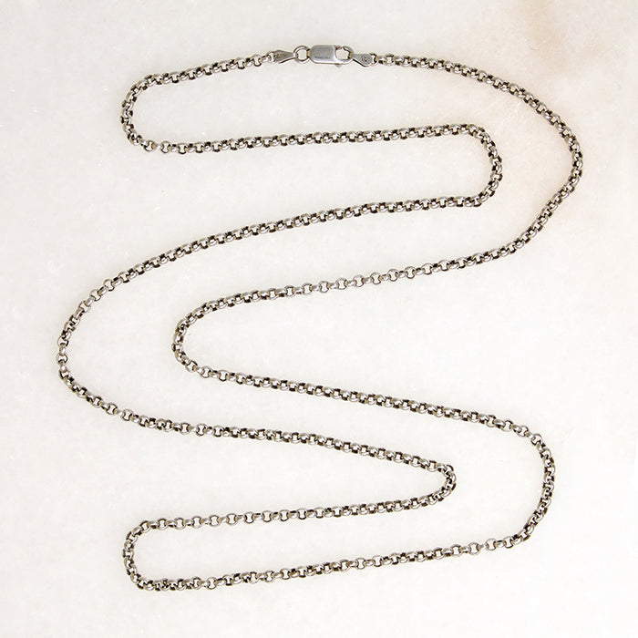Long Italian Sterling Silver Rolo Link Chain