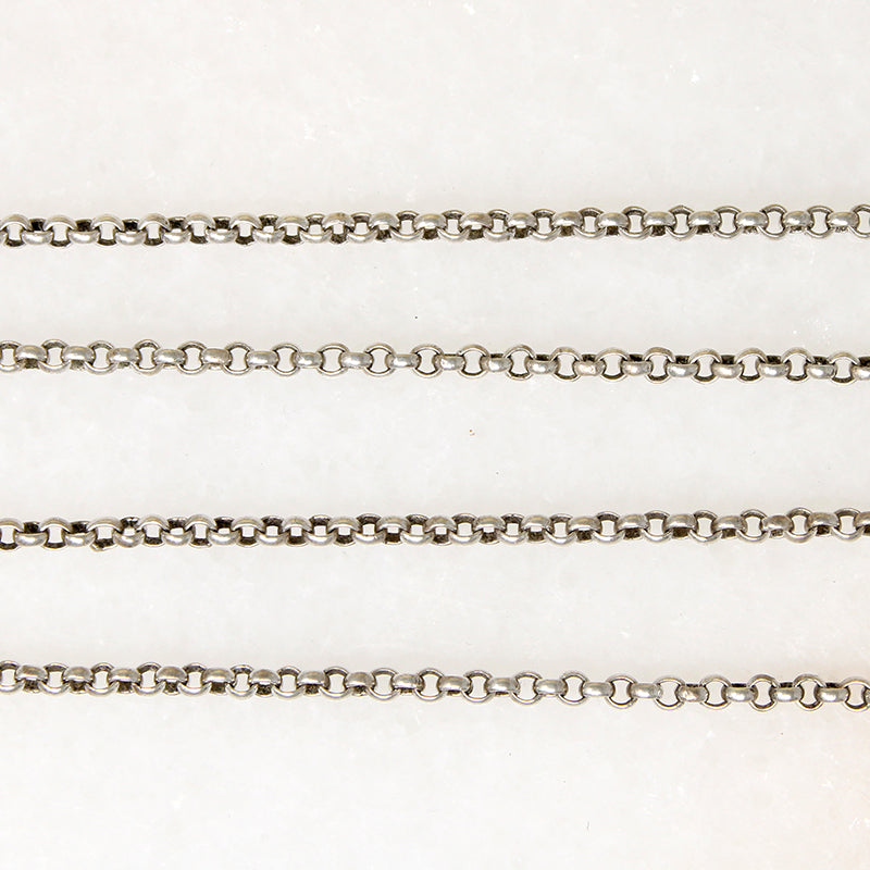 Long Italian Sterling Silver Rolo Link Chain