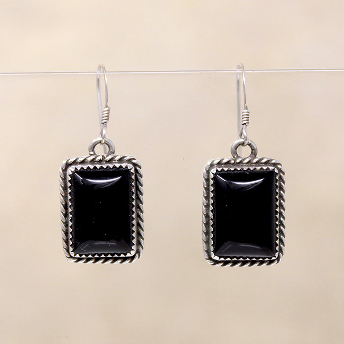 Glossy Black Onyx & Sterling Silver Earrings
