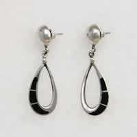 Sterling Teardrop Earrings with Black Onyx Inlay