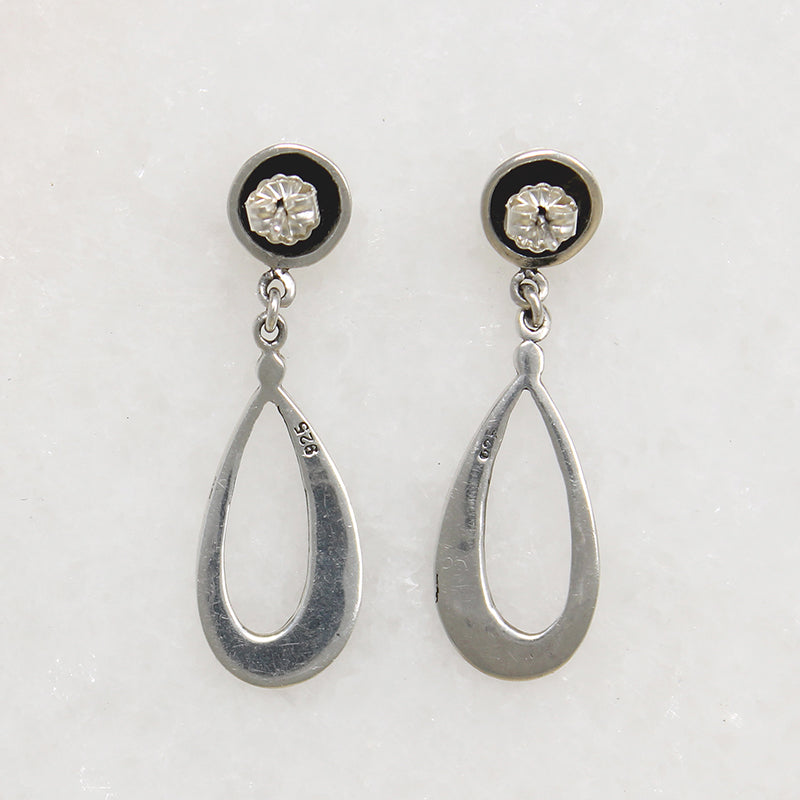 Sterling Teardrop Earrings with Black Onyx Inlay