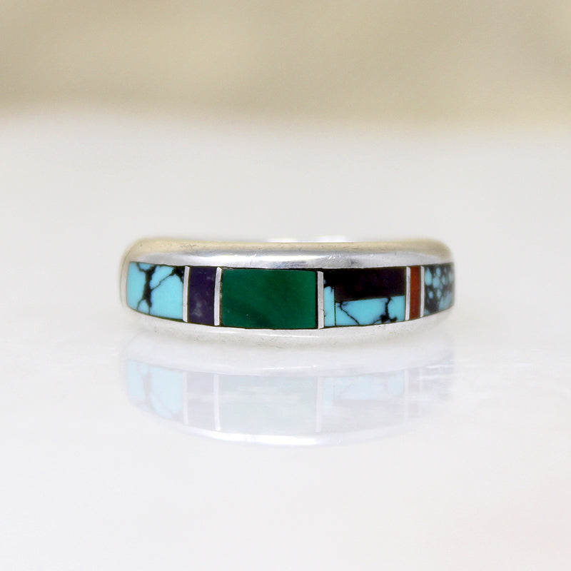 Multi-Stone Mosaic in Sterling Silver Band