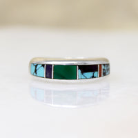 Multi-Stone Mosaic in Sterling Silver Band