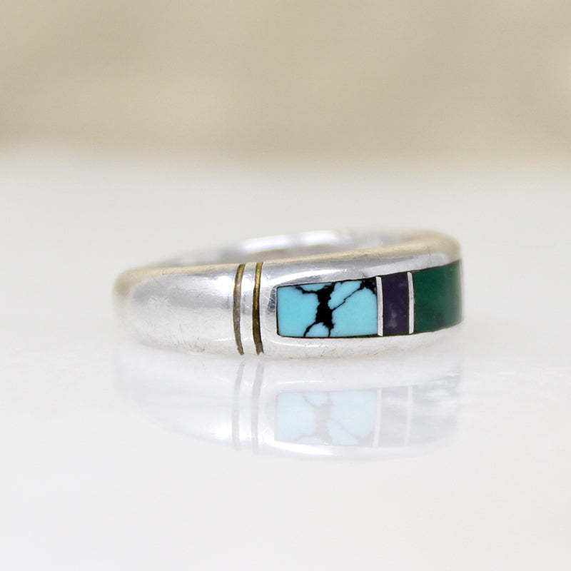 Multi-Stone Mosaic in Sterling Silver Band
